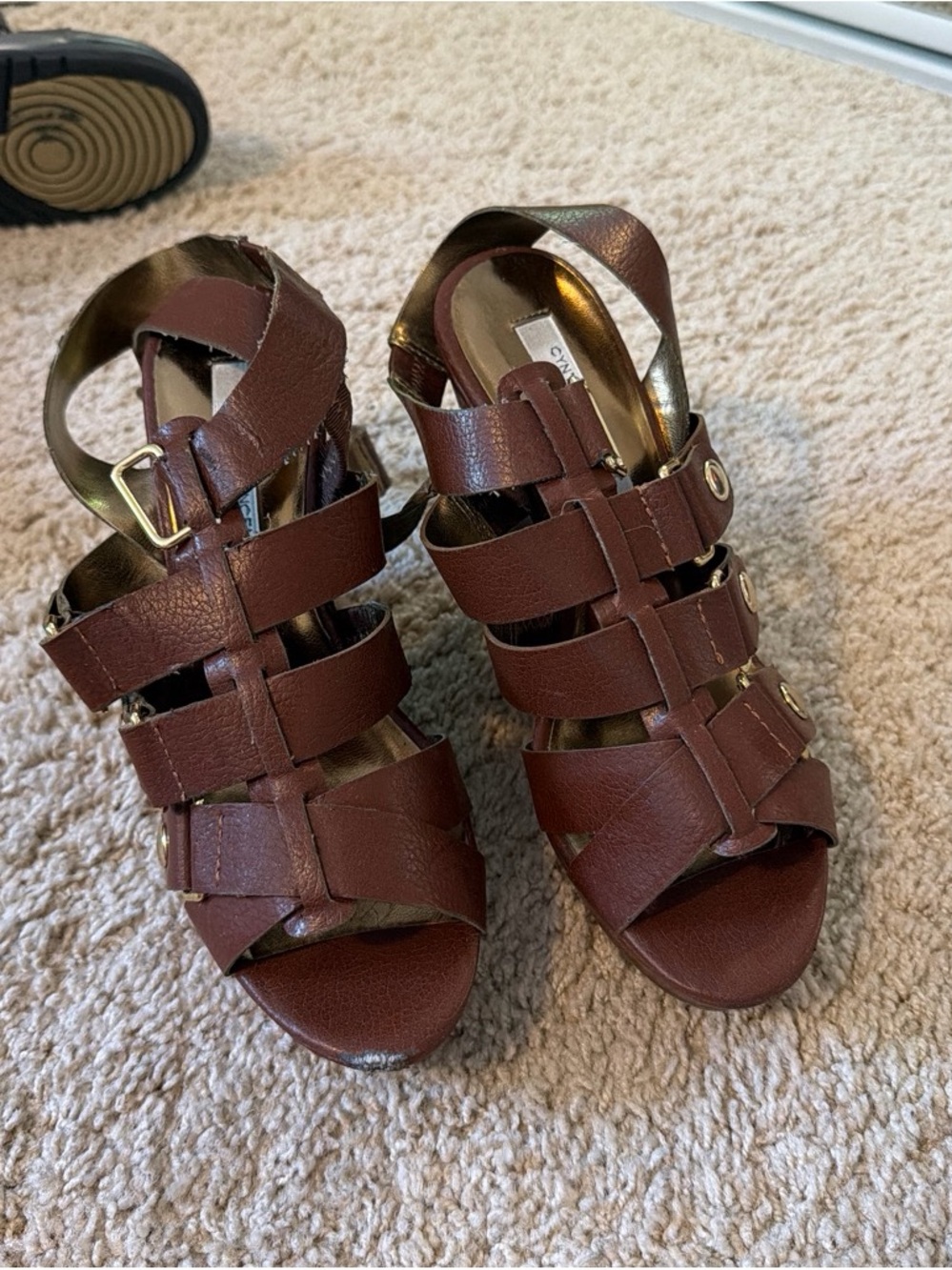 Women’s Strappy Brown Leather Wedge Sandals